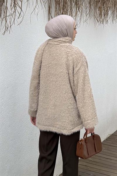 Sakal Kumaş Atkılı Kaban vizonrengi