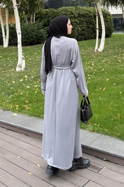 Arma Detaylı Elbise Gri