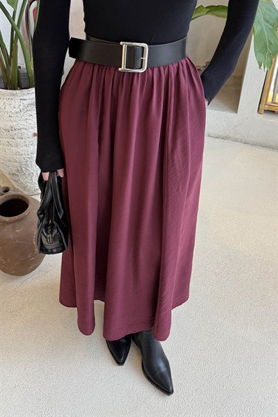 Cep Detaylı  Kloş Etek Bordo