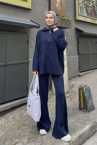 Selanik Pantalonlu Tesettür Takım Lacivert