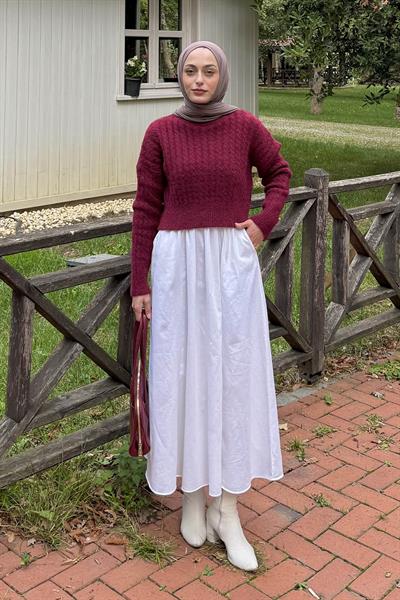 Crop Triko Kazak Bordo