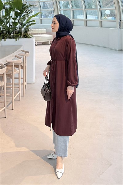 Cupra Bağlama Detaylı Tunik Bordo