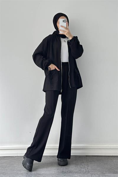 Biyeli Cepli İkili Takım Siyah