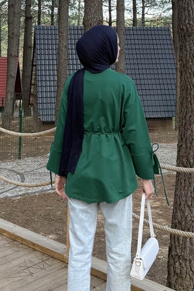 Yırtmaç Detaylı Sweat Zümrüt Yeşili