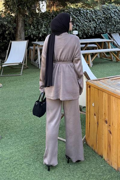 Üçlü Triko Takım Soft Kahve