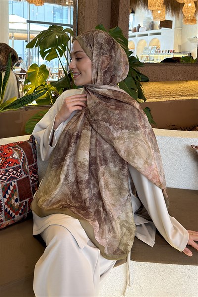 Gül Çiçek Desen Ferah Şal Mint Yeşili