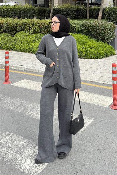 Cepli Hırkalı Takım Gri