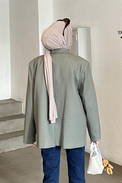 Kapak Cep Blazer Ceket Haki