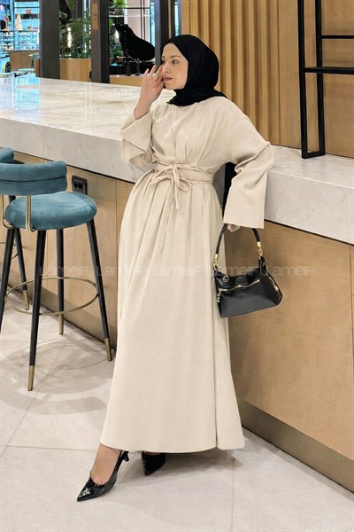 Nora Bağcıklı Tesettür Elbise Taş