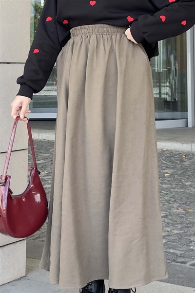 Cep Detaylı  Kloş Etek Koyu Yeşil