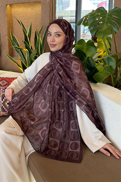 Halka Desen Ferah Şal Kahverengi