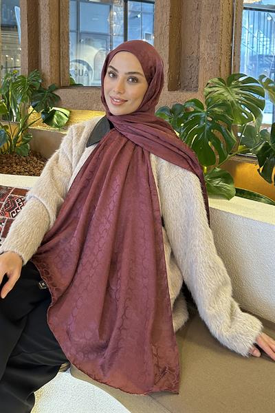 Bloom Desen Ayrobin Floş Jakar Şal Gül