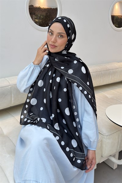Puantiye Desen Soft Şal Siyah