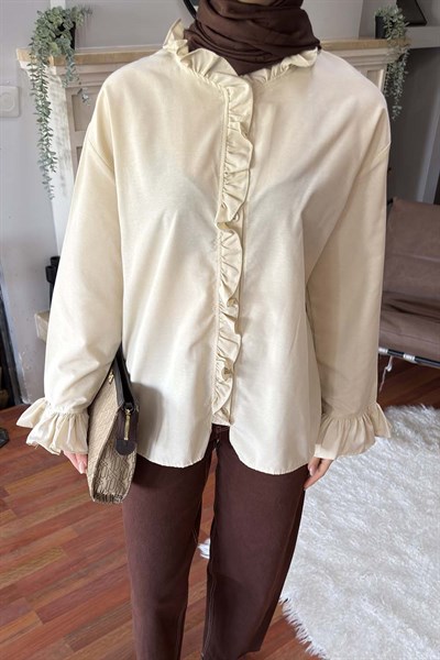 Fırfırlı Gömlek Bej