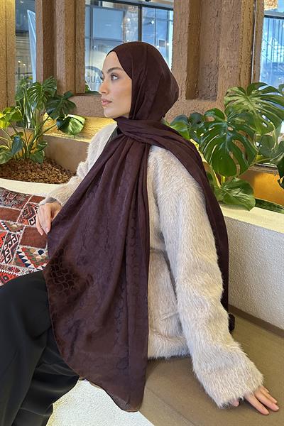 Bloom Desen Ayrobin Floş Jakar Şal Koyu Bordo