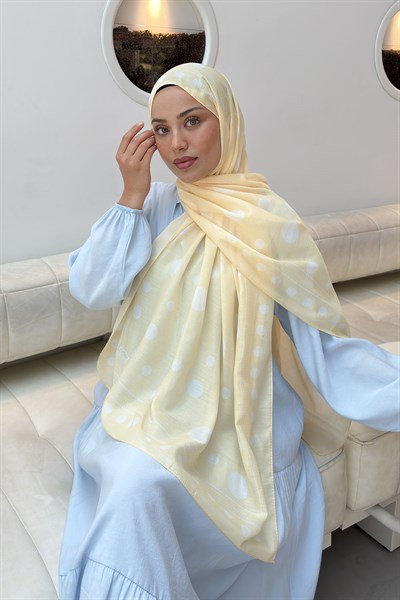 Puantiye Desen Soft Şal Sarı