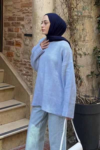 Geniş Kollu Kazak Bebe Mavisi