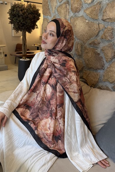 Vintage Flower Desen Bambu Şal Badem