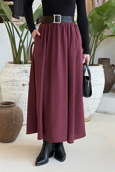 Cep Detaylı  Kloş Etek Bordo
