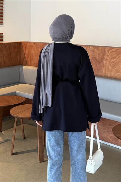 Bağlama Detaylı Sweat Lacivert