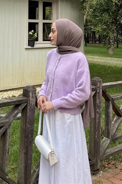 Sakallı Basic Hırka Lila