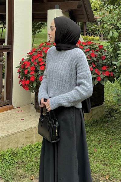 Crop Triko Kazak Gri