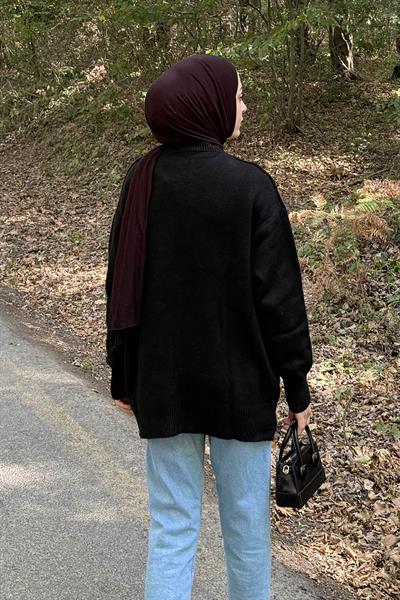 Kurdeleli Triko Kazak Siyah