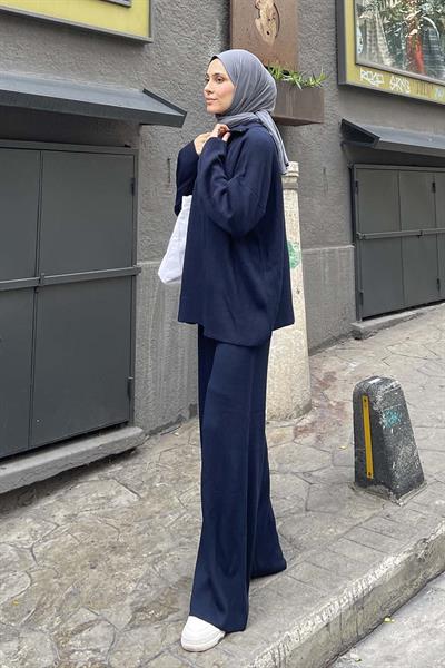 Selanik Pantalonlu Tesettür Takım Lacivert