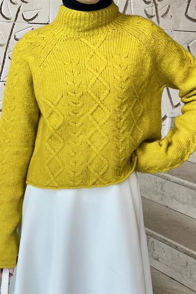 Örgülü Kazak Hardal Sarısı