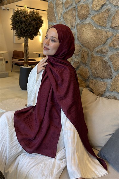Etnik Desen Ayrobin Floş Jakar Şal Bordo