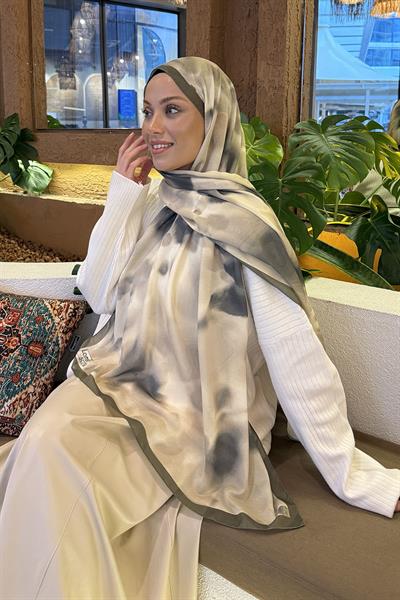 Batik Desen Soft Şal Asker Yeşili