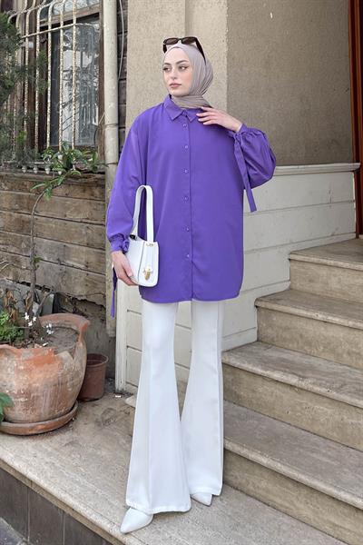 Kol Detaylı Gömlek 
Oversize Gömlek Mor