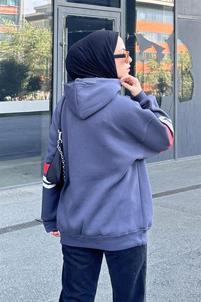 Go Baskılı Üç İplik Sweat Füme