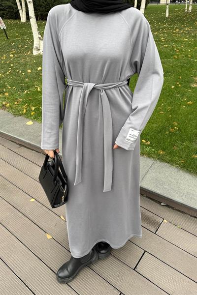 Arma Detaylı Elbise Gri