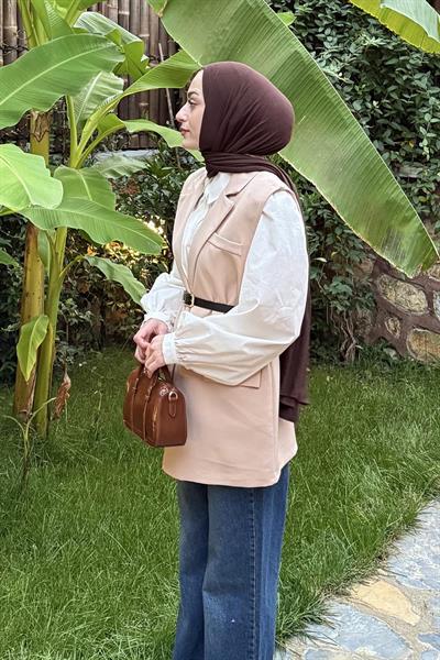 Cep Detaylı Yelek Taş