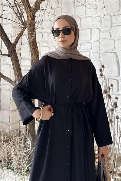Pat Detaylı Elbise Siyah