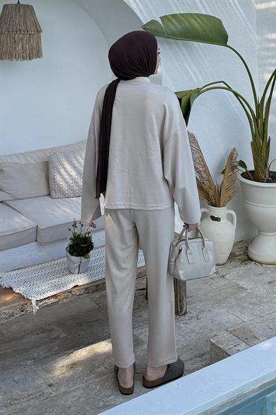 Kup Detaylı Eşofman Takımı Bej
