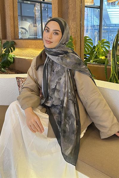 Gül Desen Bambu Şal Haki