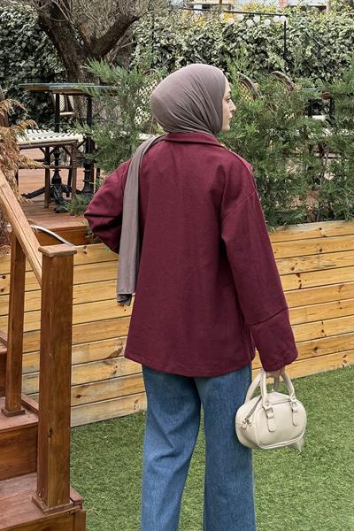 Fermuarlı Tesettür Ceket Bordo