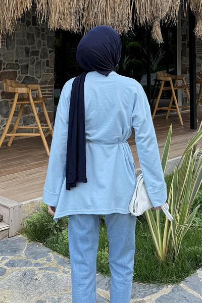 Yırtmaç Detaylı Sweat Bebe Mavisi