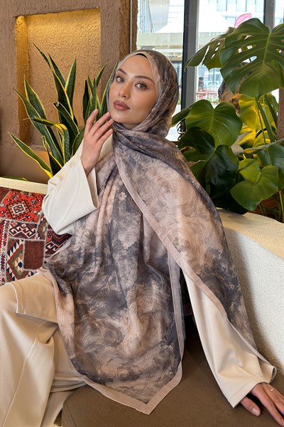 Gül Çiçek Desen Ferah Şal Füme