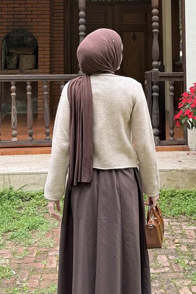 Düğme Detaylı Hırka Bej