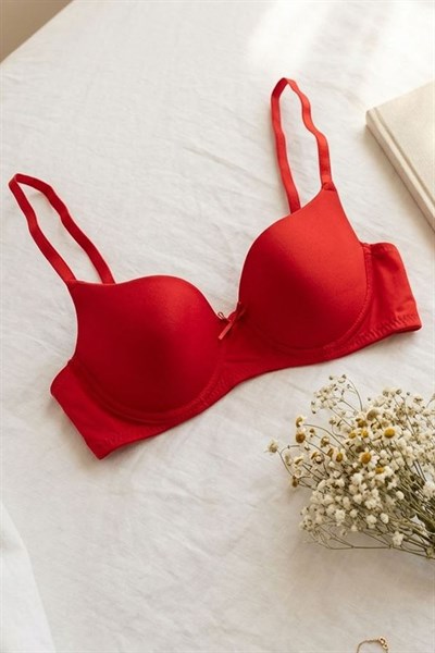 Destekli Kurdela Detay Sütyen Kırmızı