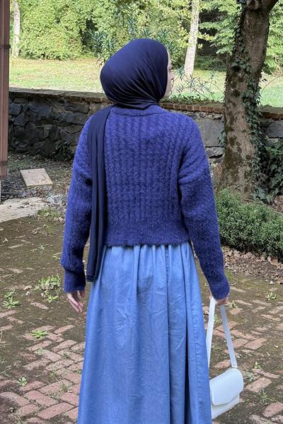 Crop Triko Kazak Lacivert