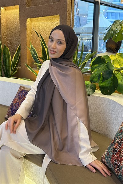 Degrade Desen Soft Şal Koyu Kahve