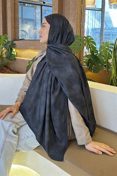 Bulut Desen Bambu Şal Siyah