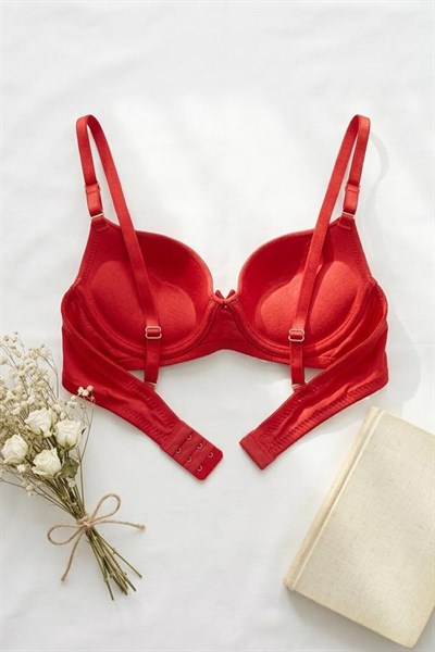 Destekli Kurdela Detay Sütyen Kırmızı