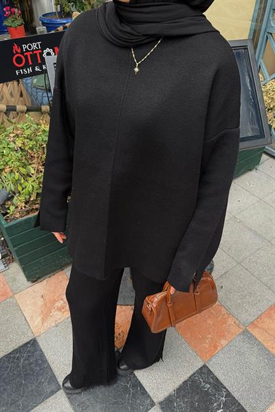 Düz Bisiklet Yaka Takım Siyah