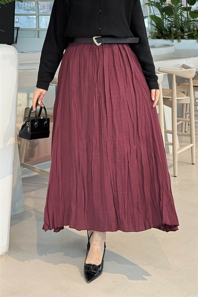 Kraşlı Tesettür Etek Bordo