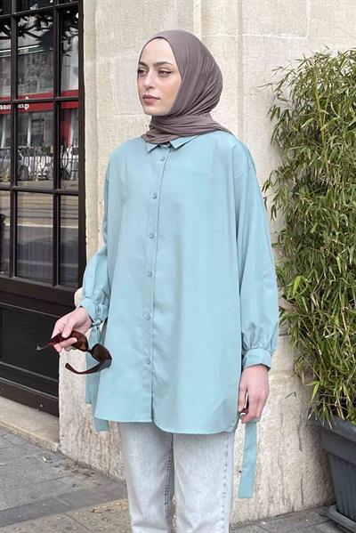 Kol Detaylı Gömlek 
Oversize Gömlek Mint Yeşili